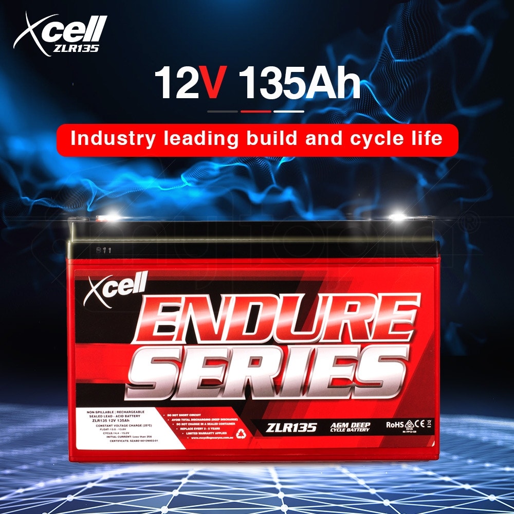 X-CELL AGM Deep Cycle Battery 12V 135Ah Portable Sealed Endure Series - ZLR135