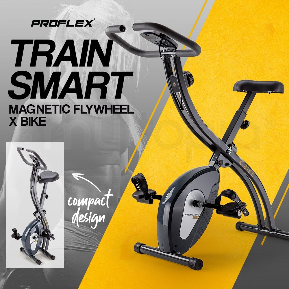 PROFLEX Folding Magnetic Exercise X-Bike - Bicycle Cycling Flywheel Fitness 
