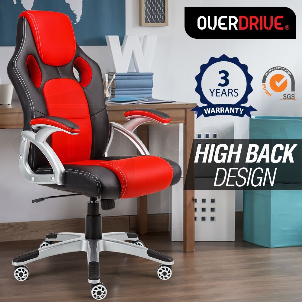 OVERDRIVE Racing Office Chair - Seat Executive Computer Gaming PU Leather Deluxe