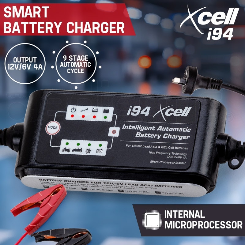 X-CELL 9-Stage Smart Battery Charger 12V/6V 4A Automatic Maintainer Car Deep Bike