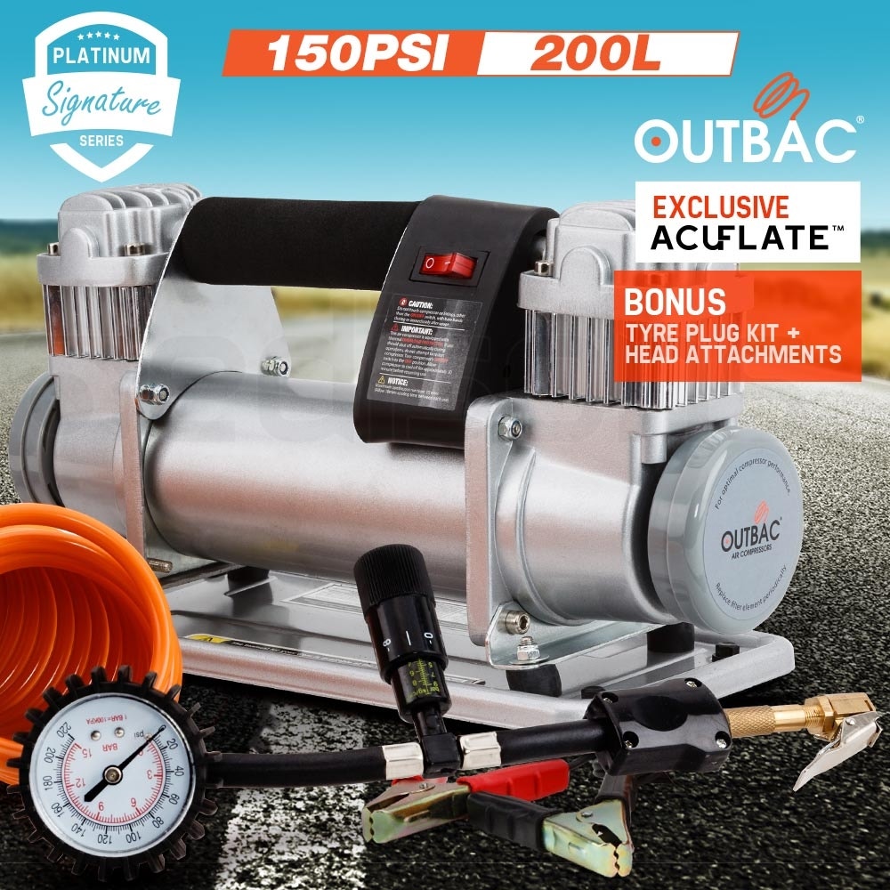 OUTBAC Portable Air Compressor 150PSI 12V 200L Tyre Deflator - OTB600