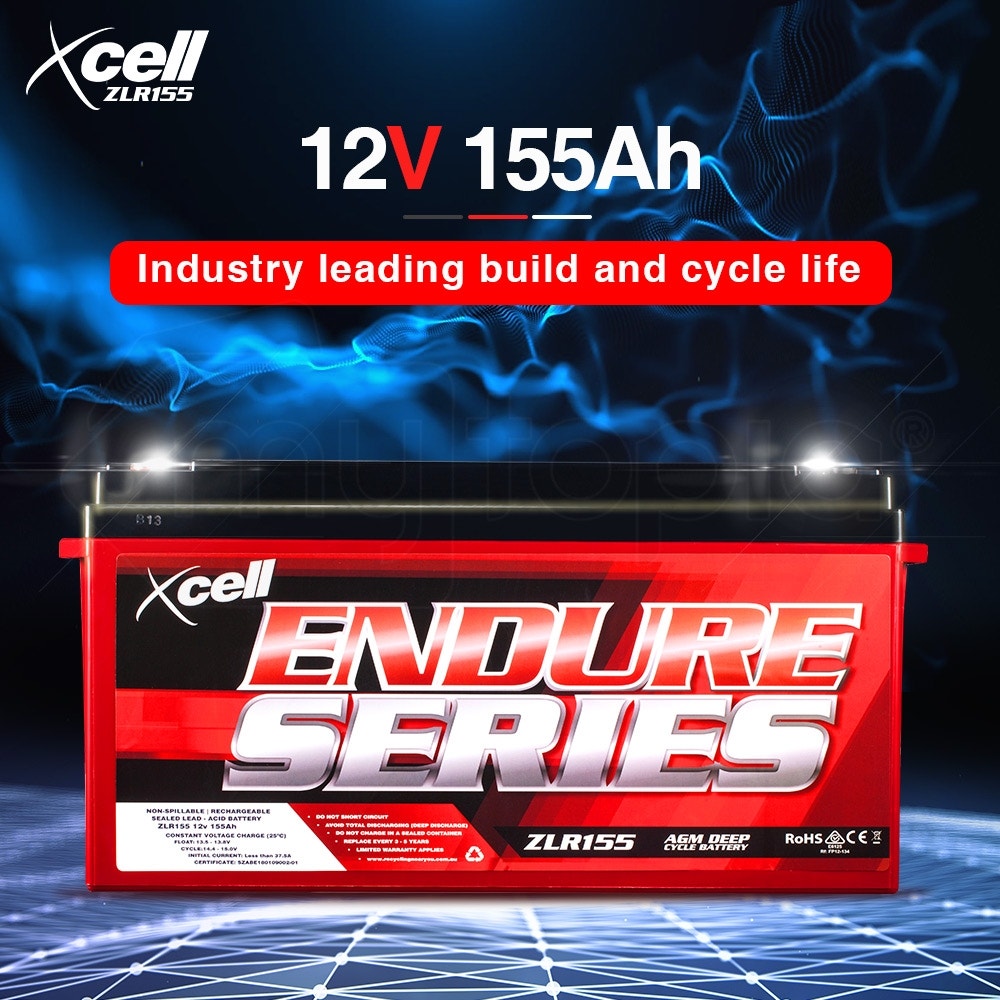 X-CELL AGM Deep Cycle Battery 12V 155Ah Portable Sealed Endure Series - ZLR155