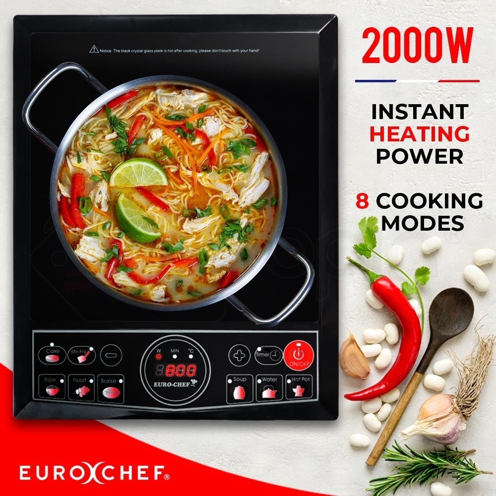 EuroChef Electric Induction Cooktop Portable Kitchen Cooker Ceramic Cook Top