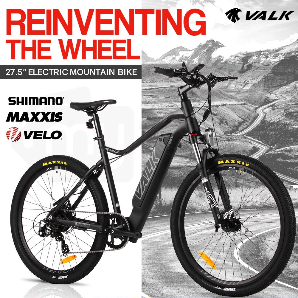 VALK Maxxis Velo Shimano 36V 250W Electric Mountain Bike 27.5" Black - MX7