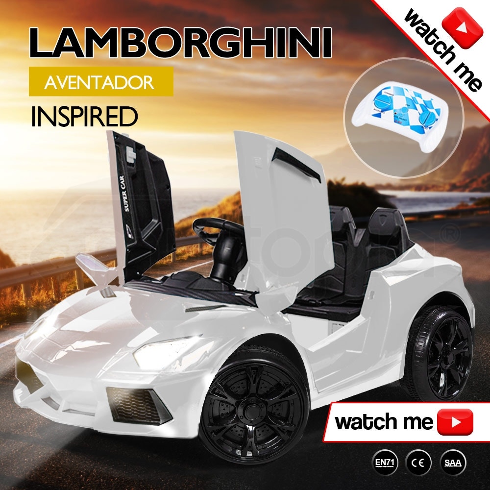 ROVO KIDS Ride-On Car LAMBORGHINI Inspired Electric Toy Battery Remote White