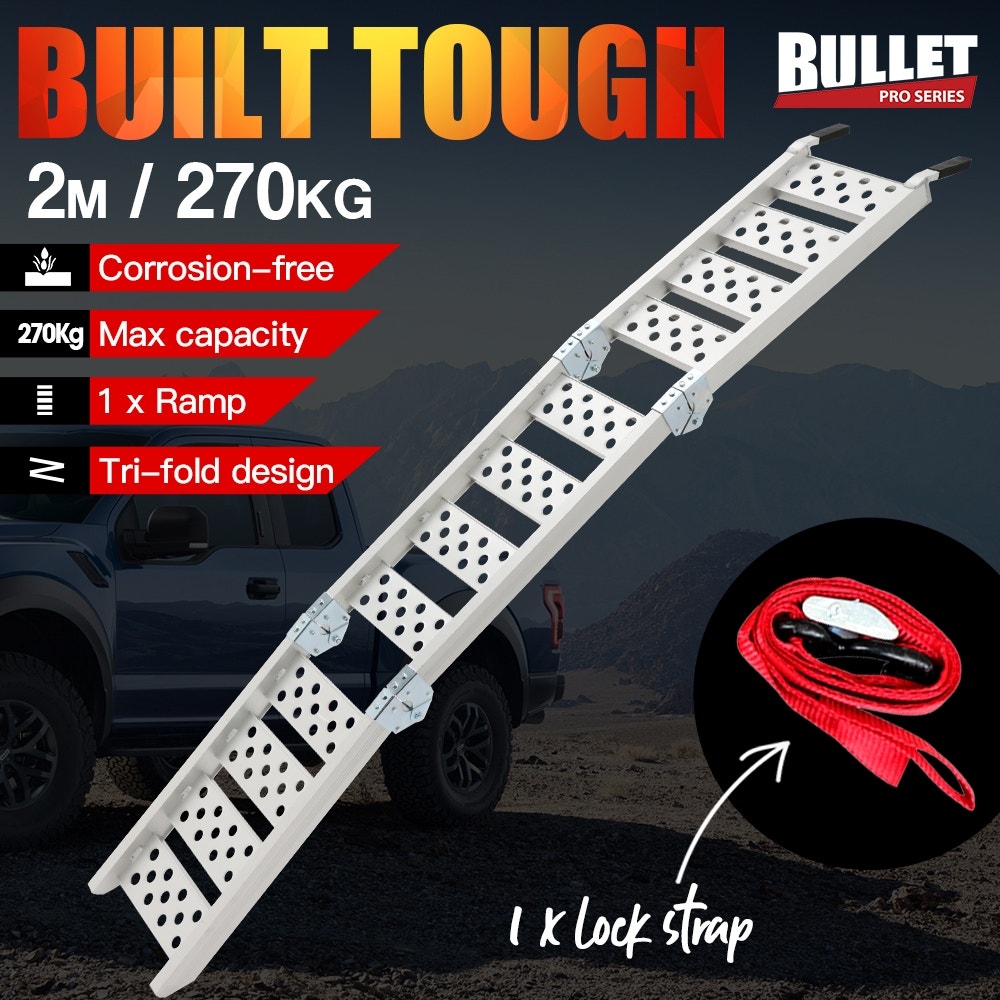 BULLET 2M Loading Aluminium Folding Ramp Motorcycle Motorbike ATV Quad Bike