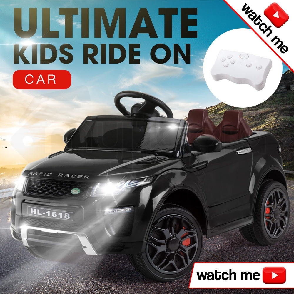 Rovo Kids Black Rapid Racer 12V Remote Control Electric Cars For Kids