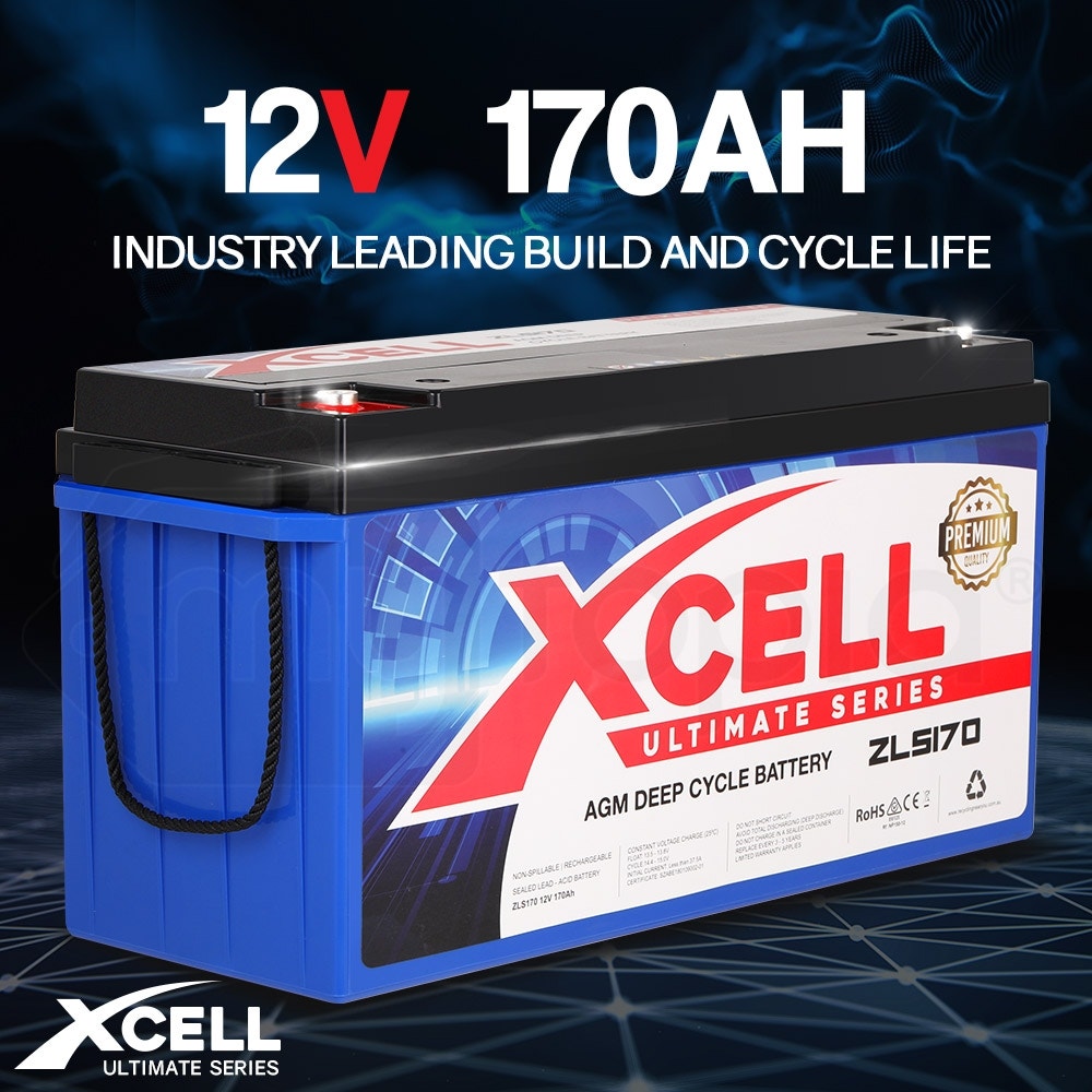 X-CELL AGM Deep Cycle Battery 12V 170Ah Portable Sealed Ultimate Series - ZLS170