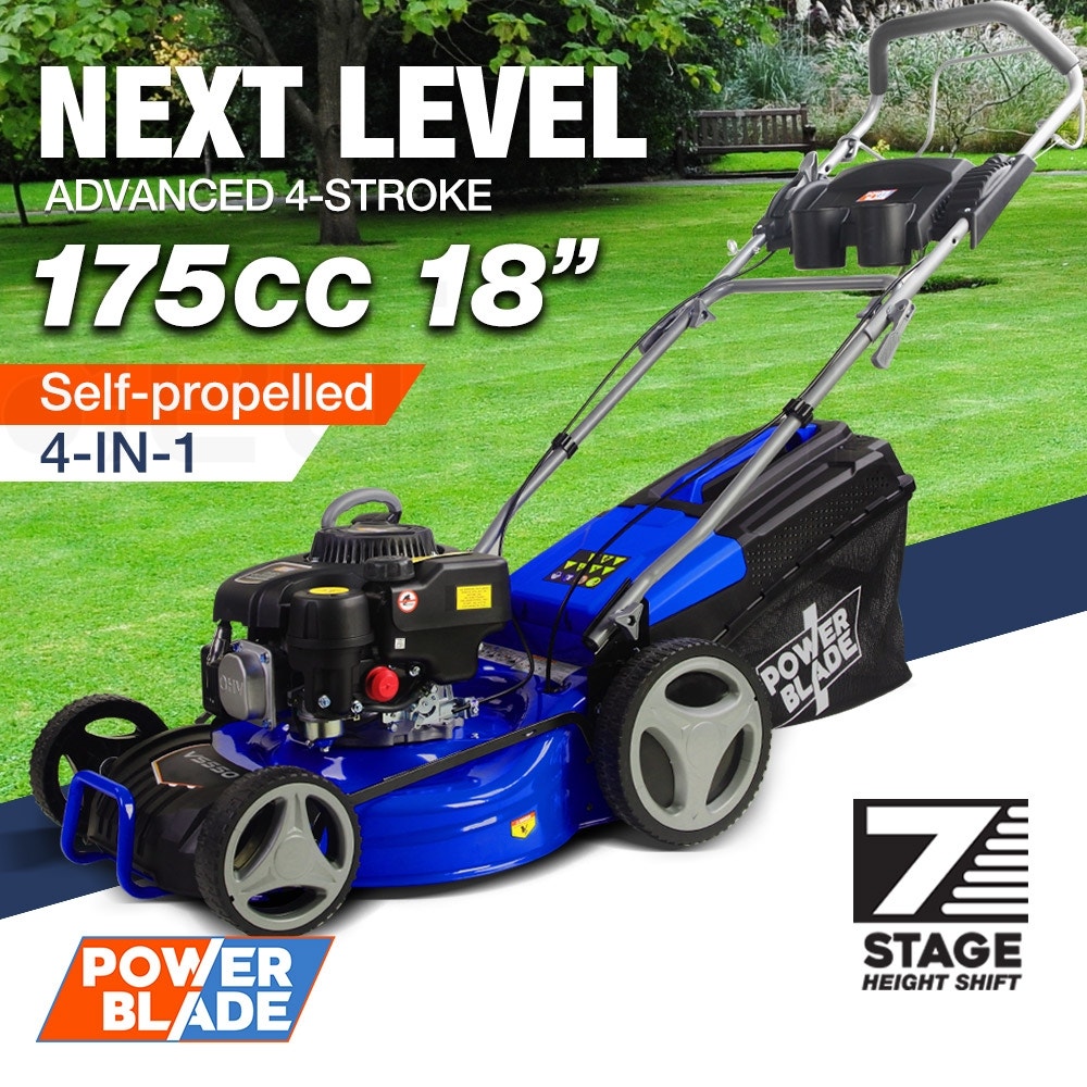POWERBLADE Petrol Lawn Mower 175cc 18" 4 Stroke Self Propelled - VS550