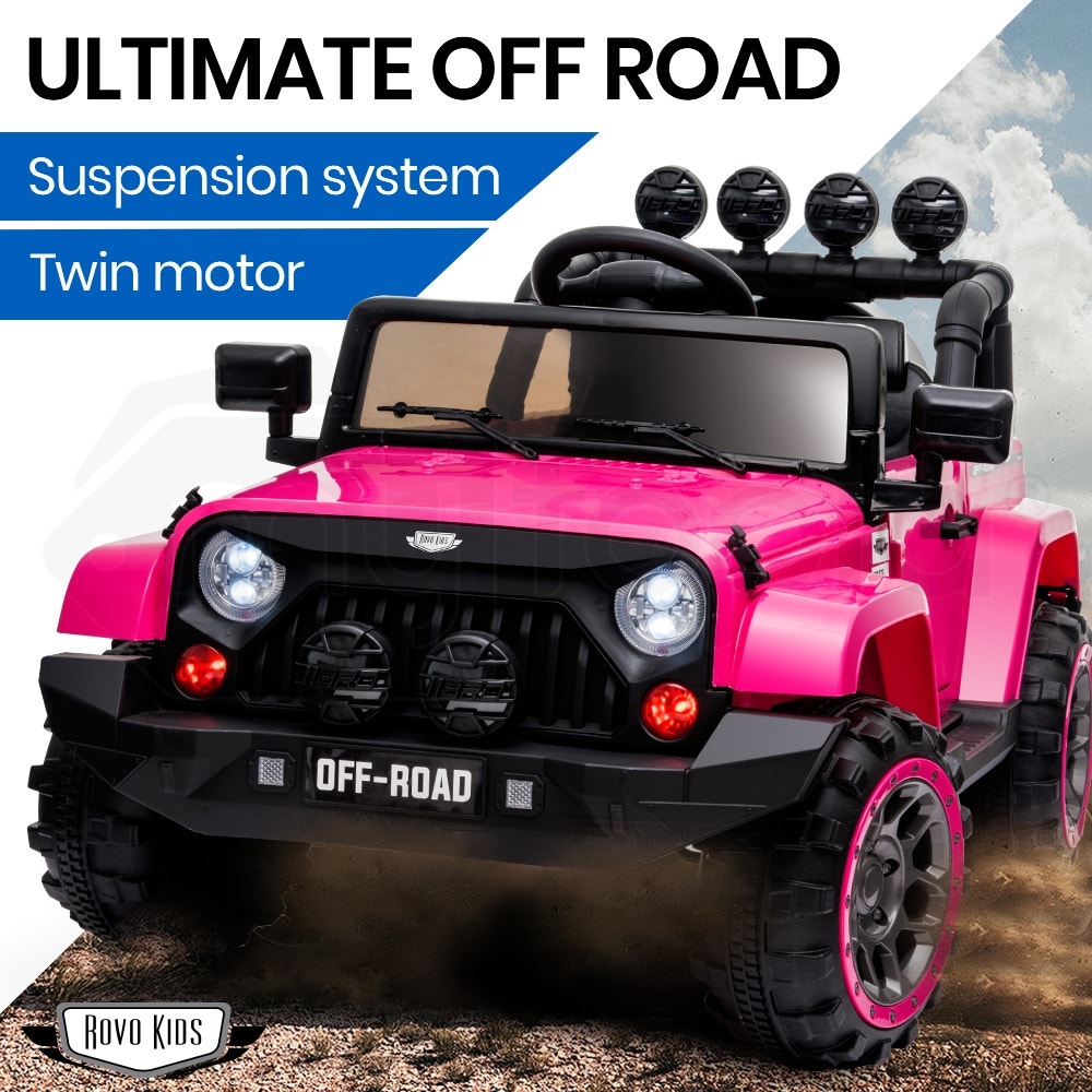 ROVO KIDS Jeep Inspired 4WD Electric Kids Ride On Car Battery Powered 12V - Pink