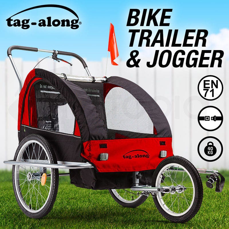 Tag-along Kids Bike Trailer Child Bicycle Pram Stroller Children Jogger Red