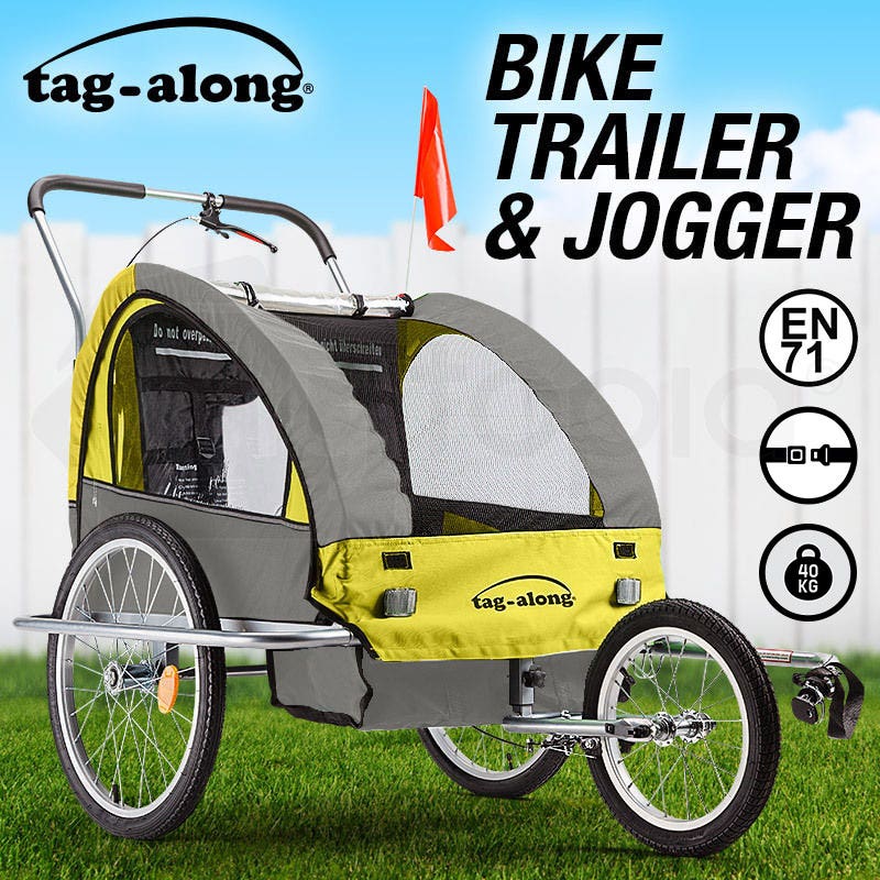 Tag-along Kids Bike Trailer Bicycle Pram Stroller Children Jogger Yellow