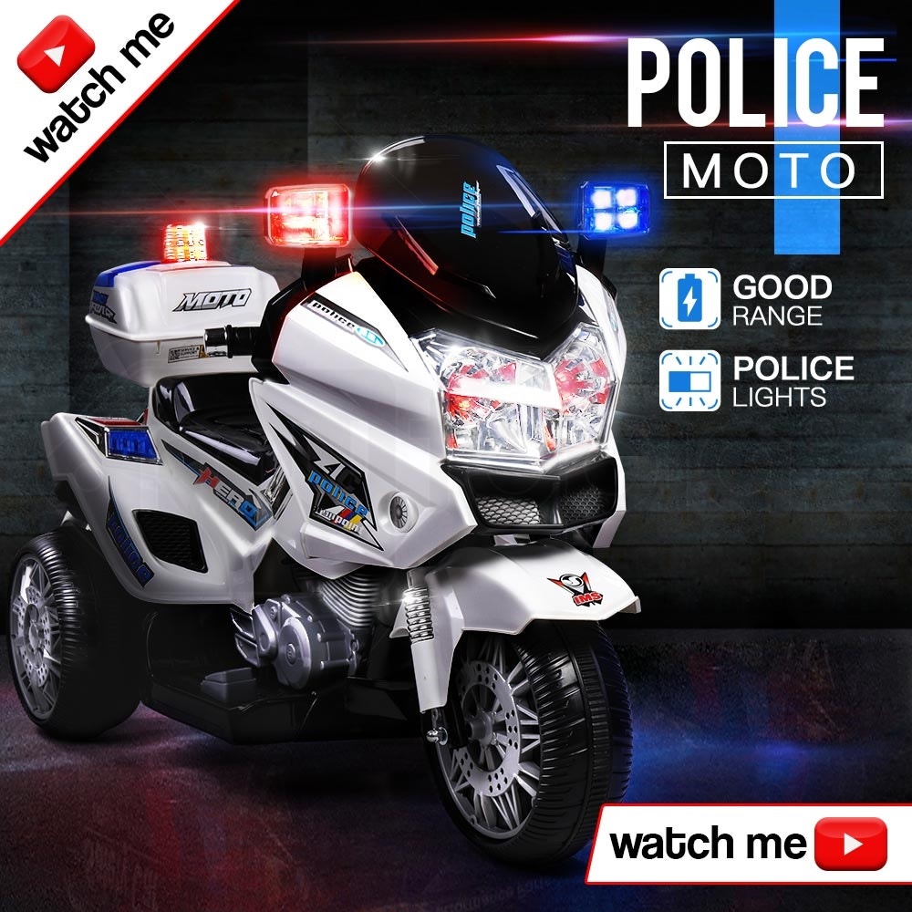 ROVO KIDS Electric Ride-On Patrol Motorbike S1K-Inspired Battery Police Toy Bike