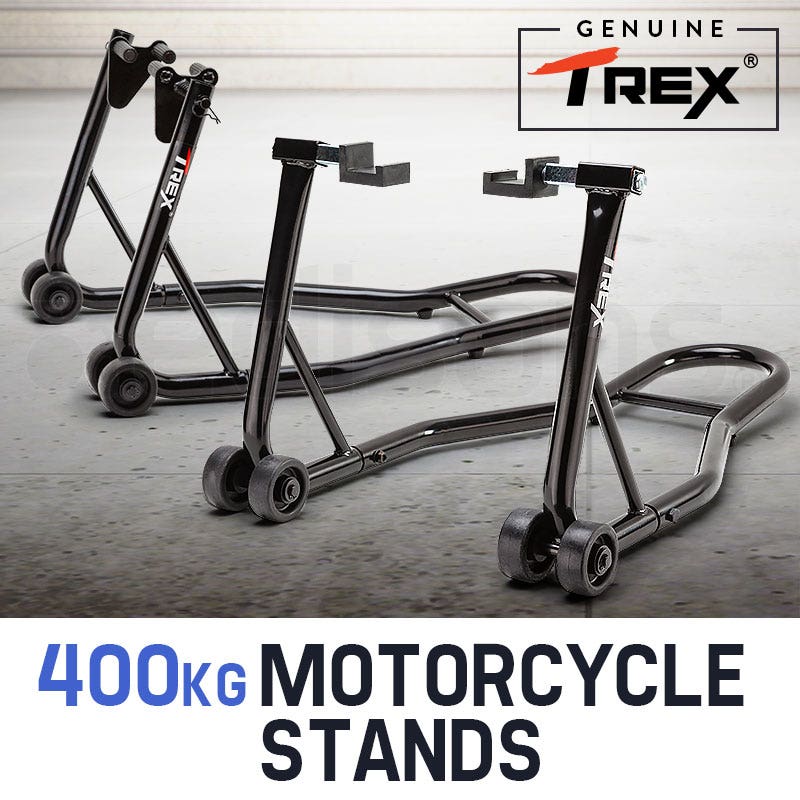 T-REX Motorcycle Stands Front & Rear Heavy-Duty Motorbike Lift Paddock Steel 