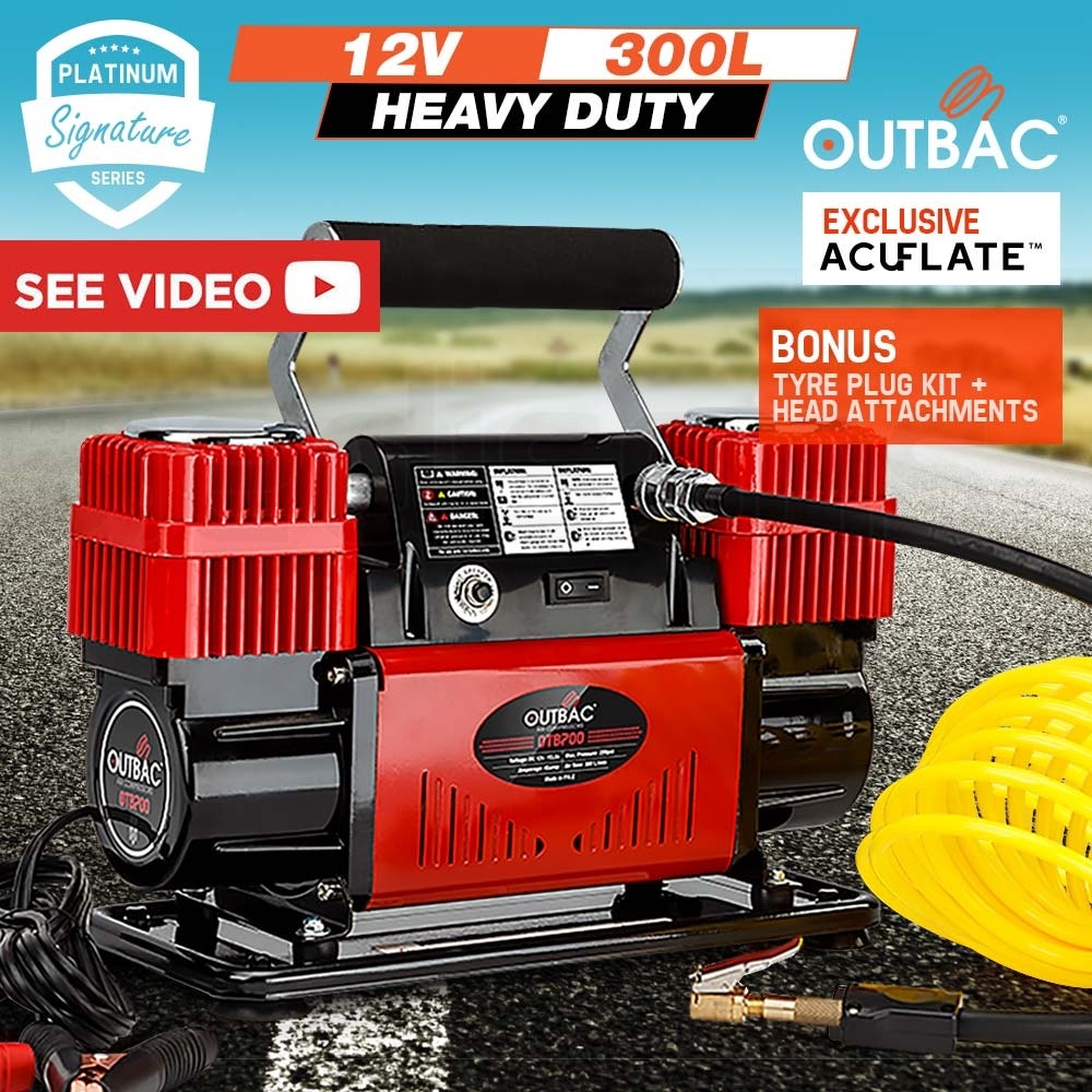 OUTBAC Portable Air Compressor 100PSI 12V 300L Tyre Deflator - OTB700