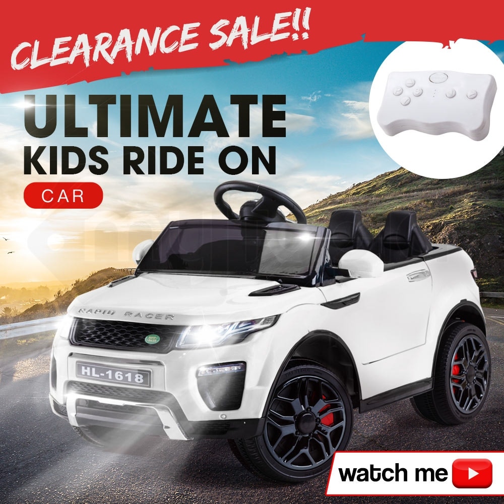 Rovo Kids White 12V Toy Remote Control Kids Ride On Electric Cars