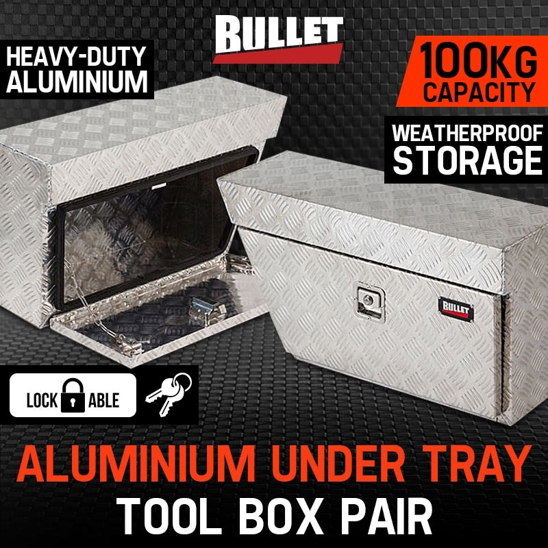 BULLET Pair of Under Tray Ute Tool Boxes Aluminium Vehicle Box Body Toolbox