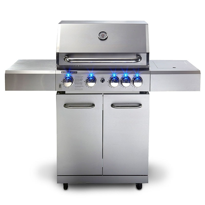 EuroGrille 5 Burner BBQ Outdoor Barbeque Grill Gas Stainless Steel Kitchen